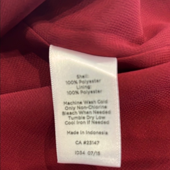 New Talbots Medium Red Long Sleeve Mandarin Collar Blouse - Picture 9 of 12